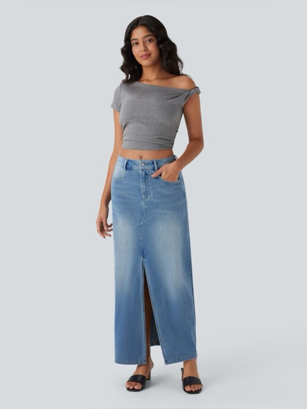 Halara Flex™ Mid Rise Pockets Straight Maxi Skirt